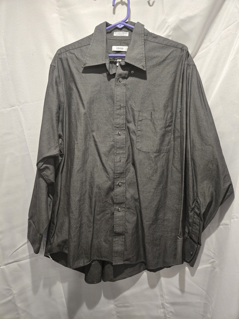 IZOD Men's Long Sleeve Dress Shirt in Dark Gray